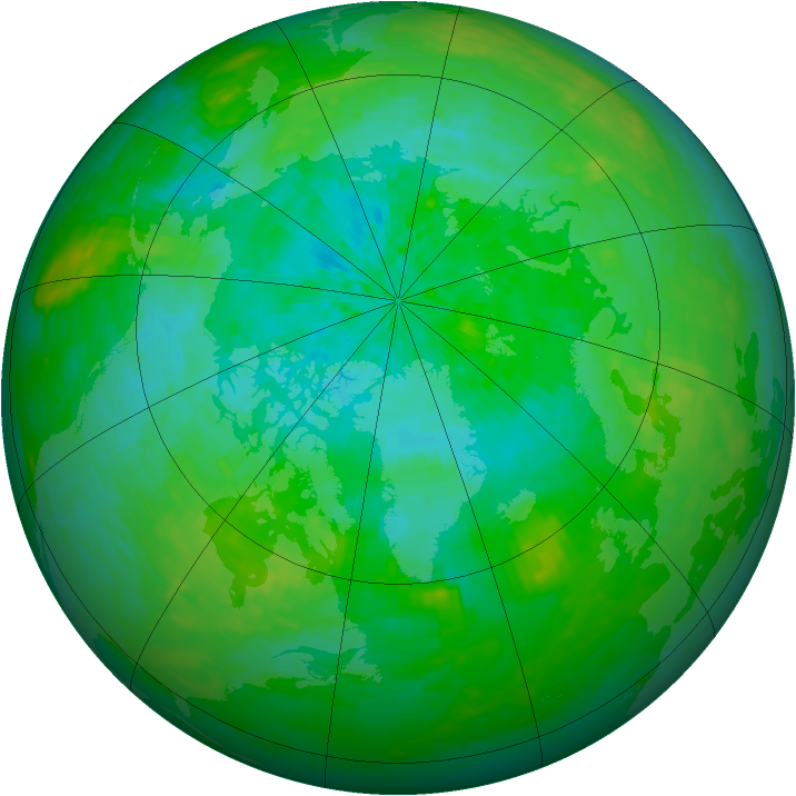 Arctic ozone map for 10 August 1990